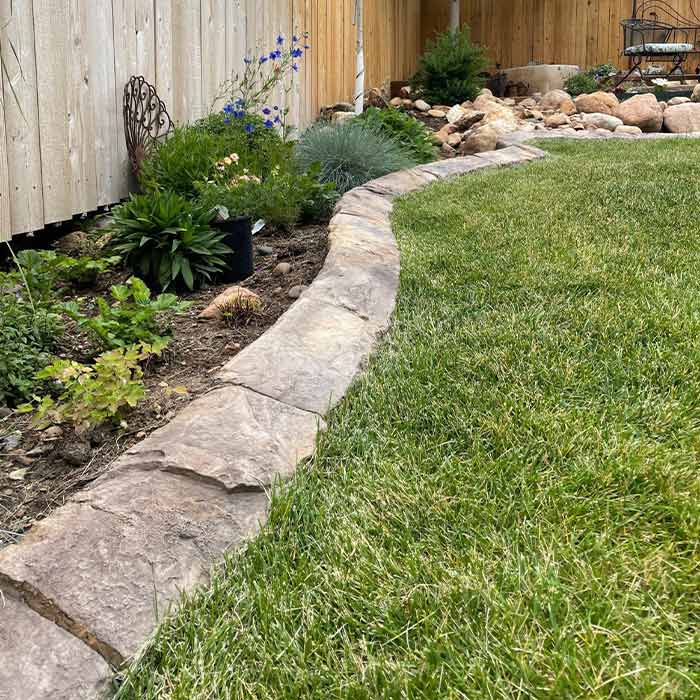 backyard concrete edging project